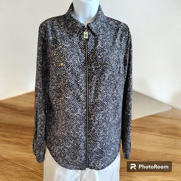 MICHAEL KORS Zip Up Tag Blouse, Long Sleeve  SZ  S - Picture 2 of 8